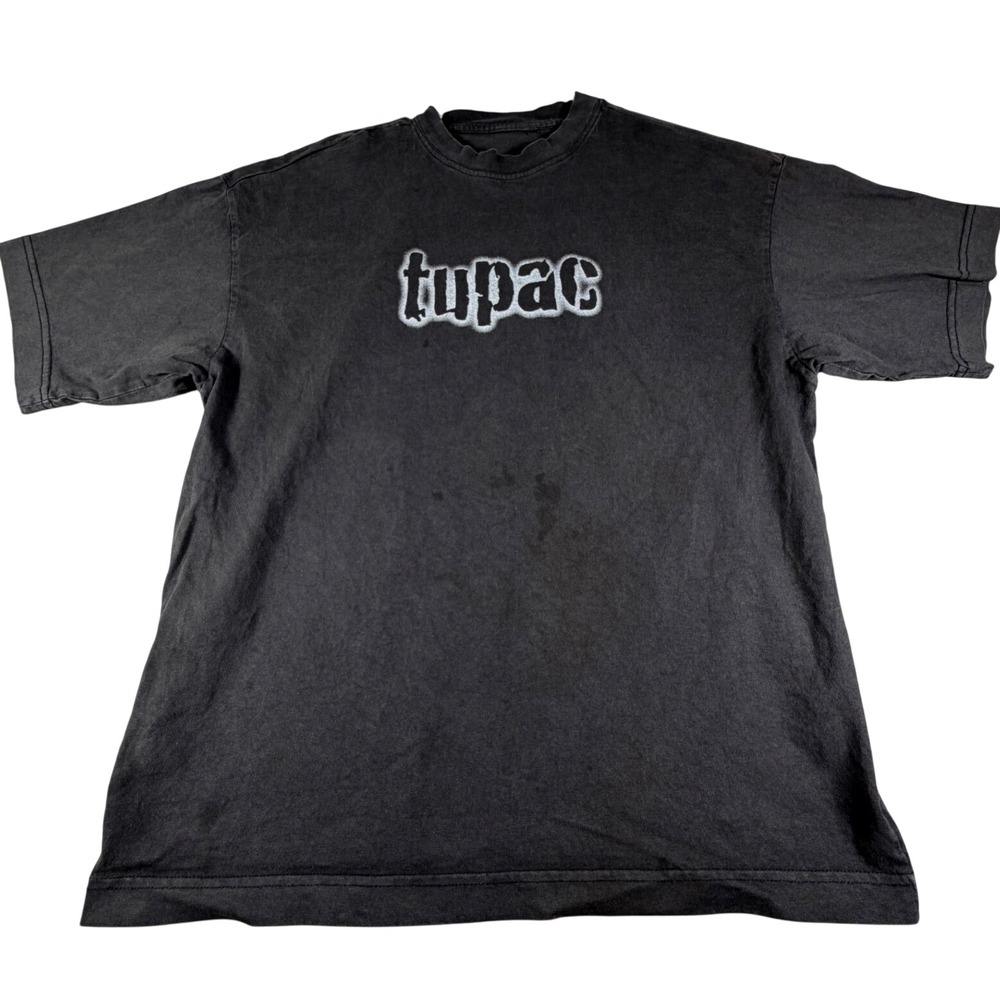Tupac Vintage Graphic T-Shirt Faded Black Hip Hop Rap Tee Y2K